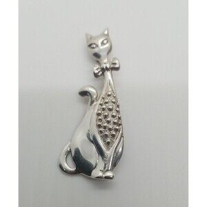 Sterling Silver Whimsical Cat Pin Brooch Taxico Mexico Vintage